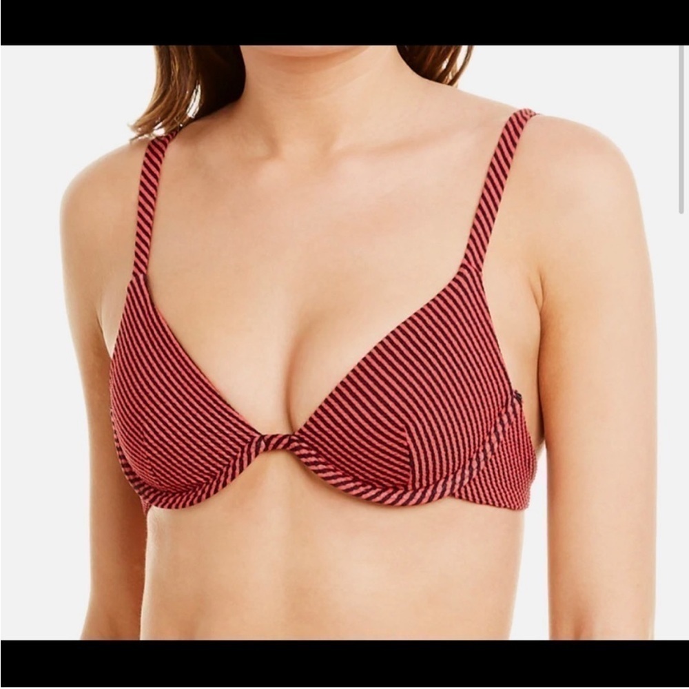 Onia Anna Top Micro Stripe Red Rock Bikini Top